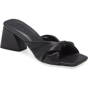 Black Twisted Strap Block Heel Sandal - Women's